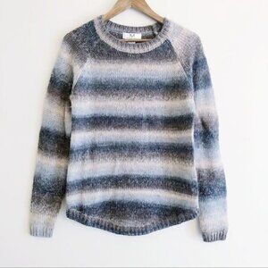Magaschoni Gray Striped Wool Crewneck Sweater size L